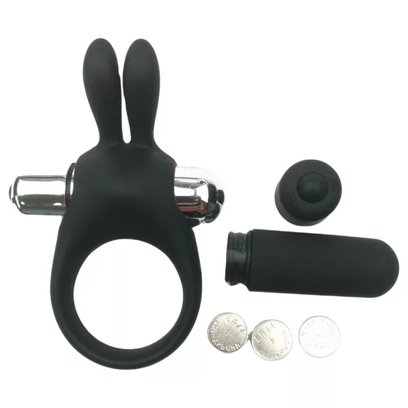 Pulselock Vantr - vibrerende penisring med kanin (svart) - 30 mm