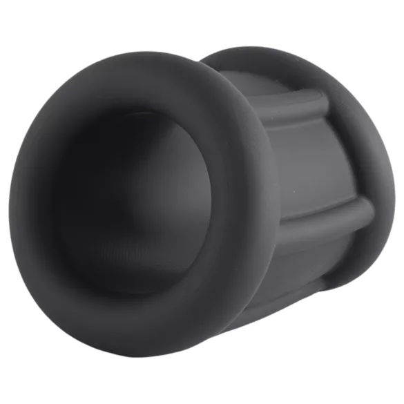 Pulselock Cocktura - ribbet penisring i silikon (svart) - 30 mm