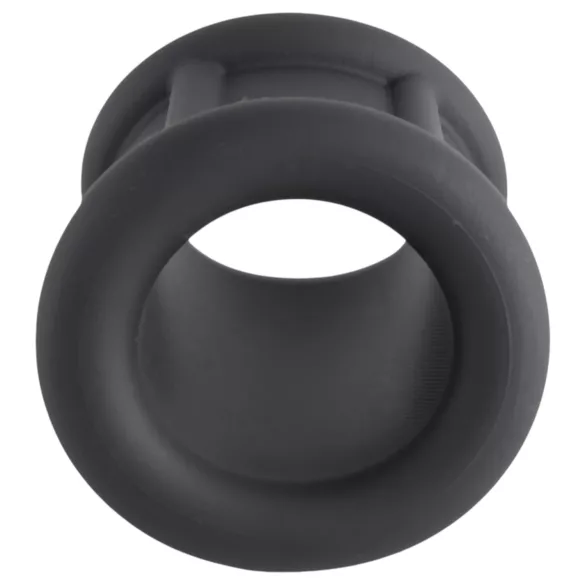 Pulselock Cocktura - ribbet penisring i silikon (svart) - 30 mm