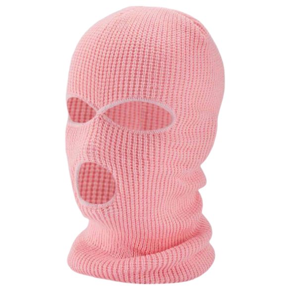 Balaklava - Strikket ansiktsmaske med 3 åpninger (rosa)