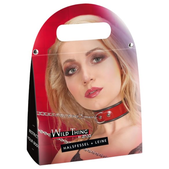 ZADO - Rødt lærhalsbånd med bånd