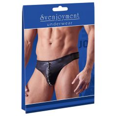   Svenjoyment - Glitrende herre-tanga med strassglidelås (svart)