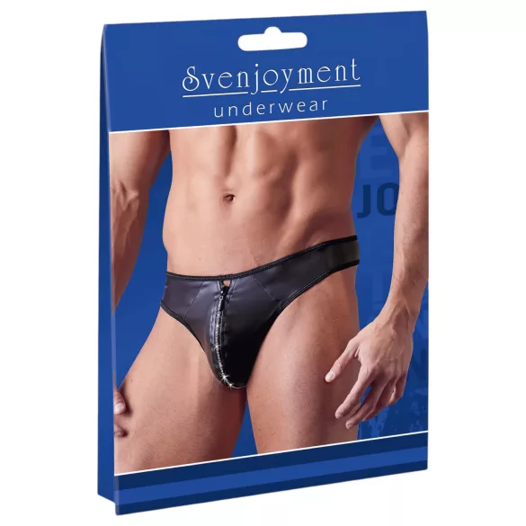 Svenjoyment - Glitrende herre-tanga med strassglidelås (svart)