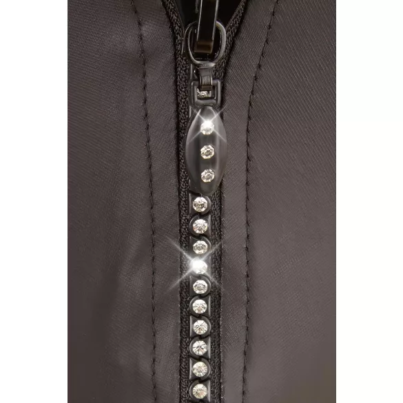 Svenjoyment - Glitrende herre-tanga med strassglidelås (svart) - XL
