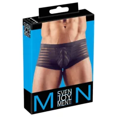 Gjennomsiktig, stripet boxershorts (svart) - M