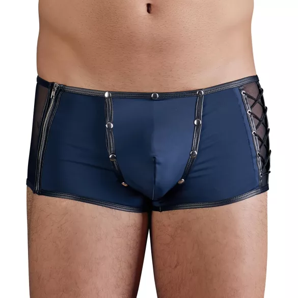 NEK - Svart boxer med blå snøring og nettingdetaljer - M