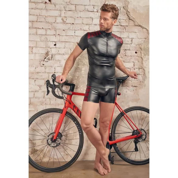 NEK - Svart herregenser med rød glidelåsdetalj - M