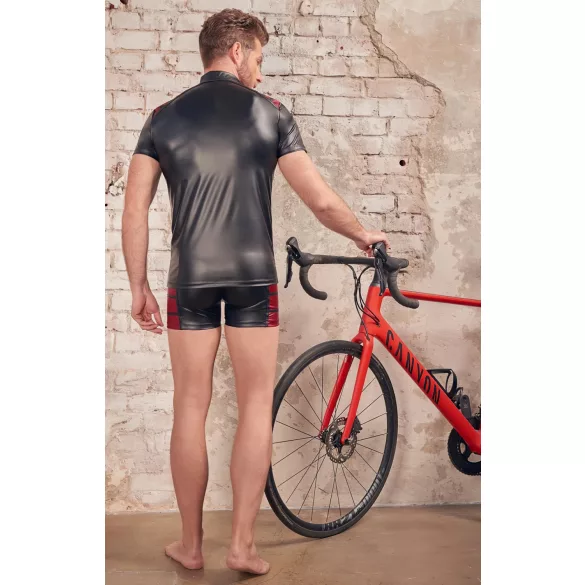 NEK - Svart herregenser med rød glidelåsdetalj - M