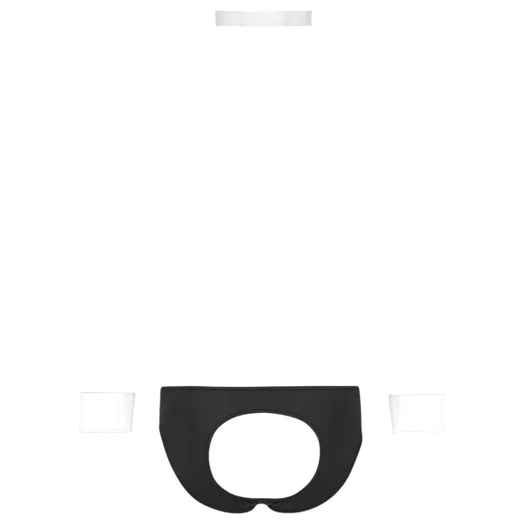 Svenjoyment - Herrer Servitør Tanga Kostymesett (Svart-Hvit) - L