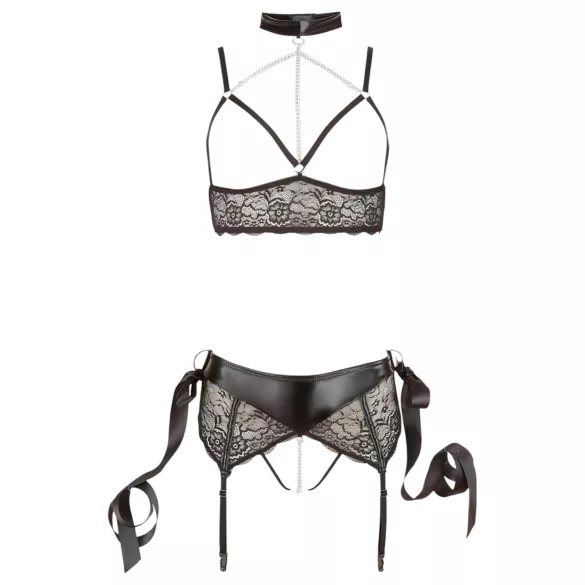Cottelli Bondage - Luksuriøst blondeundertøysett (5 deler)