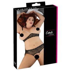 Cottelli Plus Size - perle-bh sett (svart) - 3XL