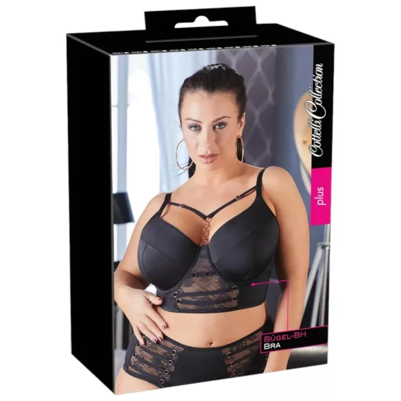 Cottelli Plus Size - stroppløs blonde-bh (svart)