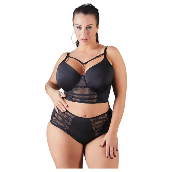 Cottelli Plus Size - stroppløs blonde-bh (svart)
