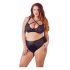 Cottelli Plus Size - Kryss-stroppet BH og truse (svart)
