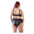Cottelli Plus Size - Kryss-stroppet BH og truse (svart) - 85E/L