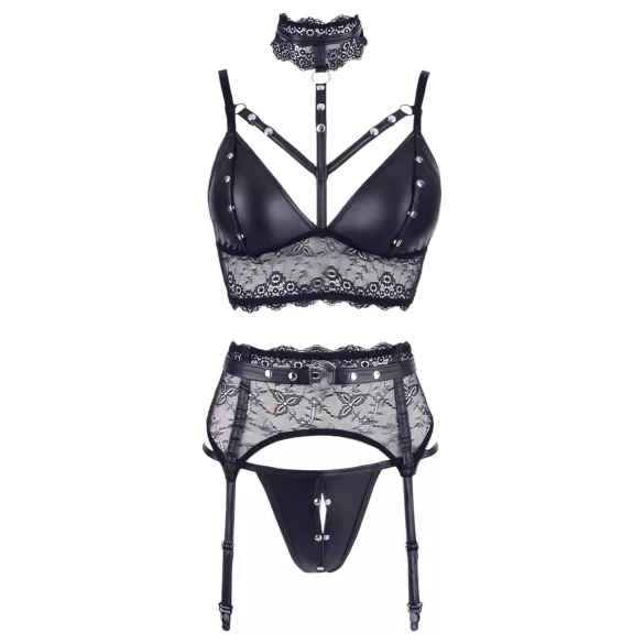 Cottelli Bondage - blondesett med undertøy og håndjern (svart) - XL