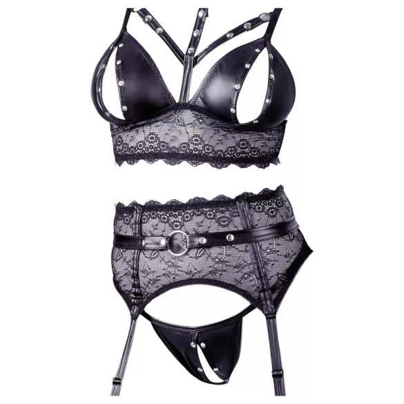 Cottelli Bondage - blondesett med undertøy og håndjern (svart) - XL