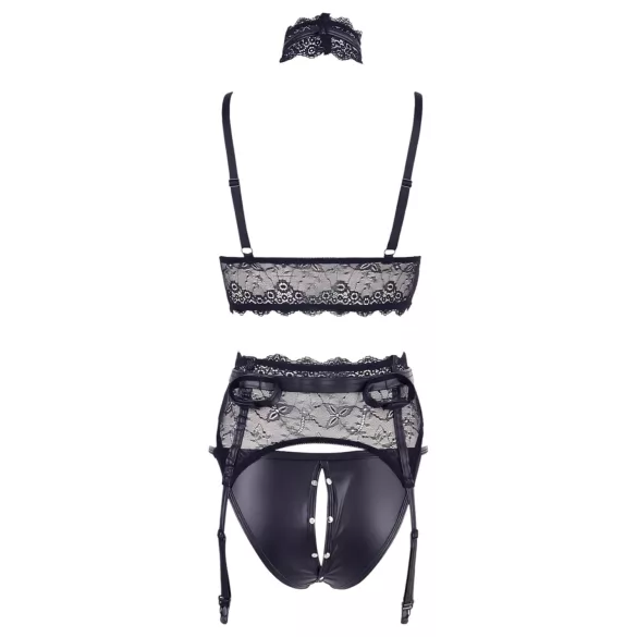 Cottelli Bondage - blondesett med undertøy og håndjern (svart) - XL