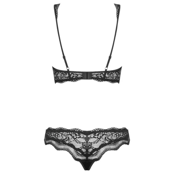 Obsessive Luvae - blomstrende, strassbelagt BH-sett (svart) - L/XL