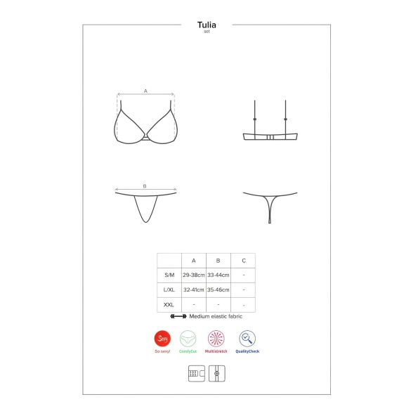 Obsessive Tulia - blondesett undertøy (svart-rosa) - L/XL