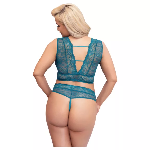 Cottelli Curves - korsett med blonder undertøyssett (blå)