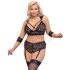 Cottelli Bondage Plus Size - sexy blonde BH-sett (svart) - 3XL