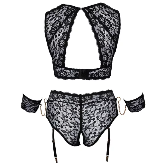 Cottelli Bondage Plus Size - sexy blonde BH-sett (svart) - 4XL