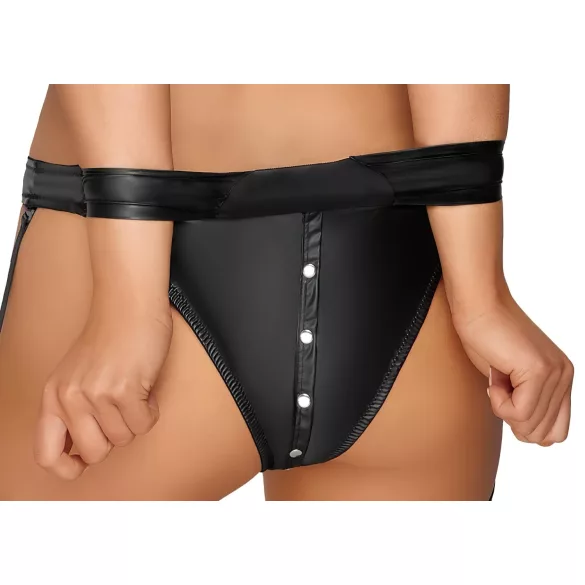 Cottelli Bondage - Glanset bh-sett med håndjern (svart) - M