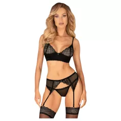   Obsessive Chemeris - BH-sett med hofteholder (svart) - XL/XXL