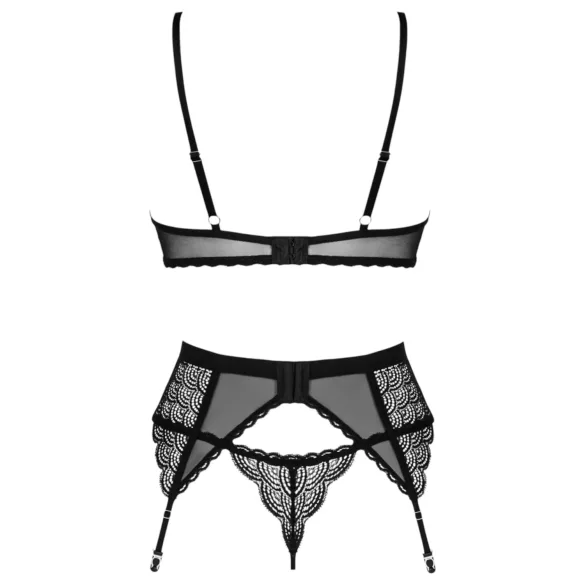 Obsessive Chemeris - BH-sett med hofteholder (svart) - XL/XXL