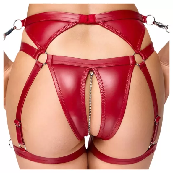 Cottelli Bondage - skinnende bh-sett og håndjern (rød) - M