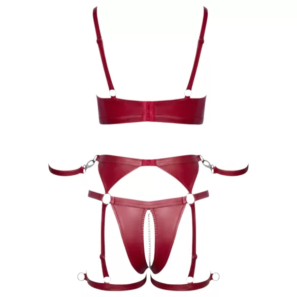 Cottelli Bondage - skinnende bh-sett og håndjern (rød) - M