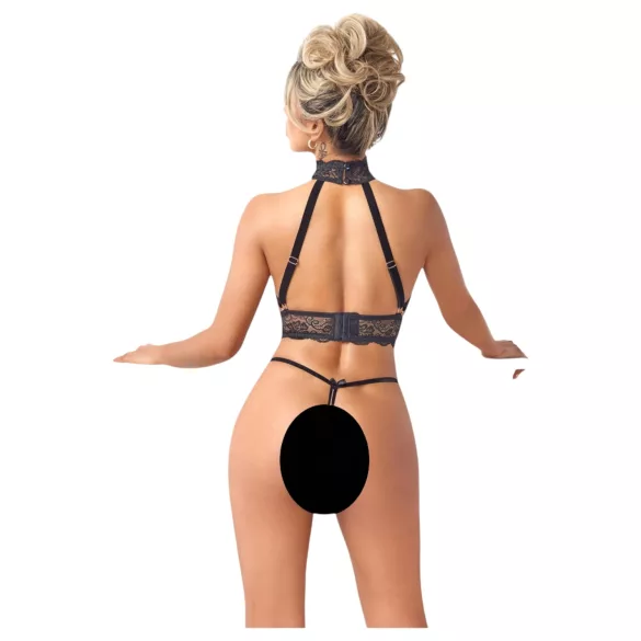 Abierta Fina - kjedet åpent undertøyssett (svart)