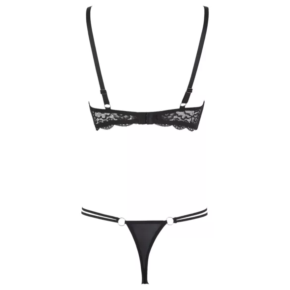 Cottelli - stroppeløs bh & tanga (svart)
