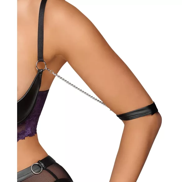 Cottelli Bondage - BH-sett og håndjern (svart-lilla) - L