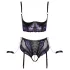 Cottelli Bondage - BH-sett og håndjern (svart-lilla) - L