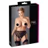 Cottelli Plus Size - sort med blonde & strømpeholder (svart)
