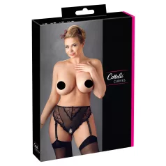   Cottelli Plus Size - sort med blonde & strømpeholder (svart) - XXXXL