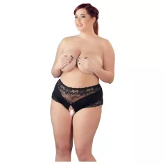 Cottelli Plus Size - blondetruse med perler (sort)