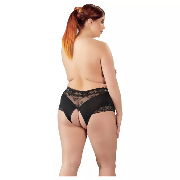 Cottelli Plus Size - blondetruse med perler (sort)