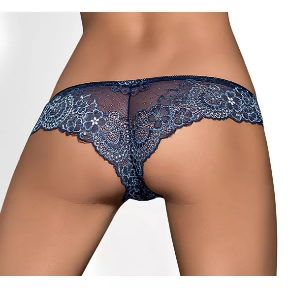 Obsessive Auroria - brodert dame truse med sløyfe (blå) - L/XL