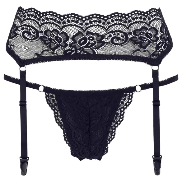 Cottelli - blonde hofteholder og stringtruse (svart) - L