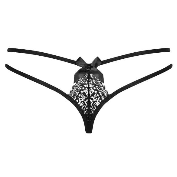 Obsessive Intensa - dobbel stroppet blondetanga (svart)