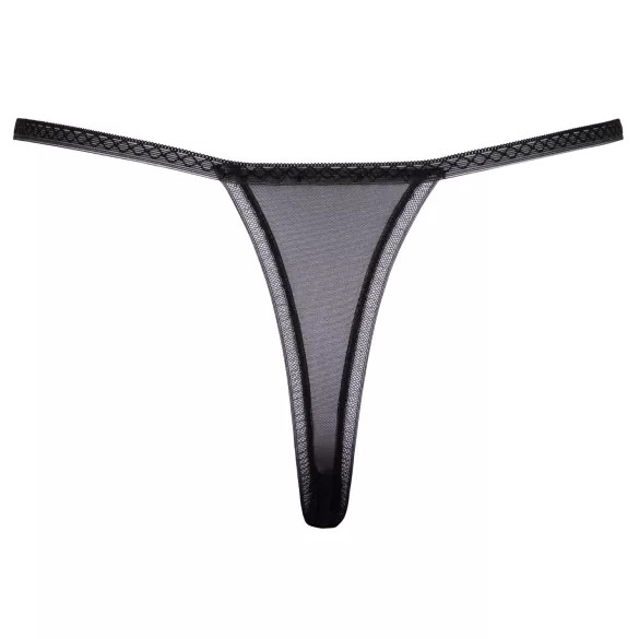 Cottelli - Luksuriøs brodert lilje tanga (svart-hvit) - M/L