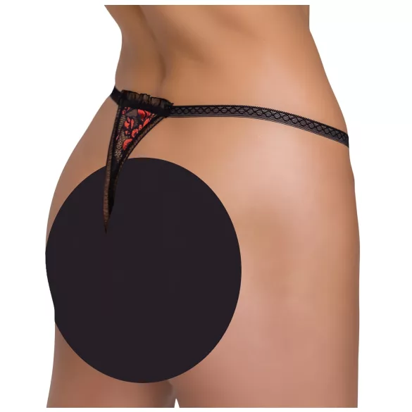 Cottelli - Luksuriøs Perletruse med Rosemotiv (Svart) - M/L