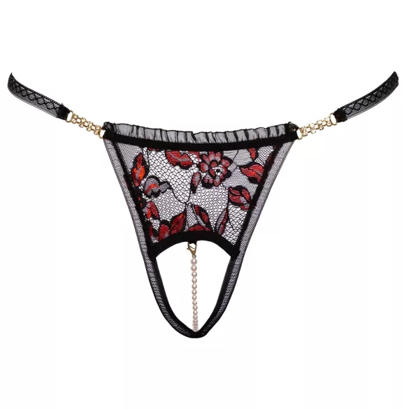 Cottelli - Luksuriøs Perletruse med Rosemotiv (Svart) - M/L
