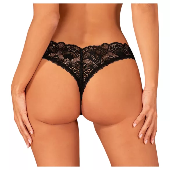 Obsessive Donna Dream - Lokkende blondetanga (svart) - M/L