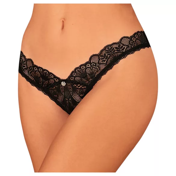 Obsessive Donna Dream - Lokkende blondetanga (svart) - XL/XXL
