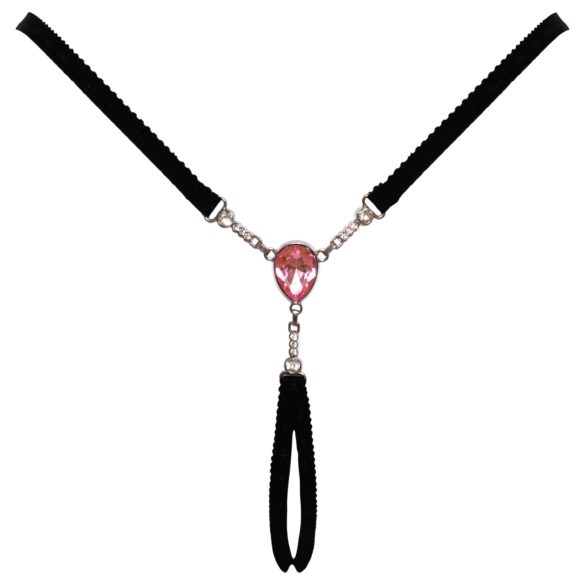 Cottelli - åpen stringtruse med glitrende stein - svart (S-L)