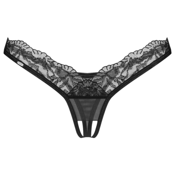 Obsessive - gjennomsiktig blonde tanga (svart) - L/XL